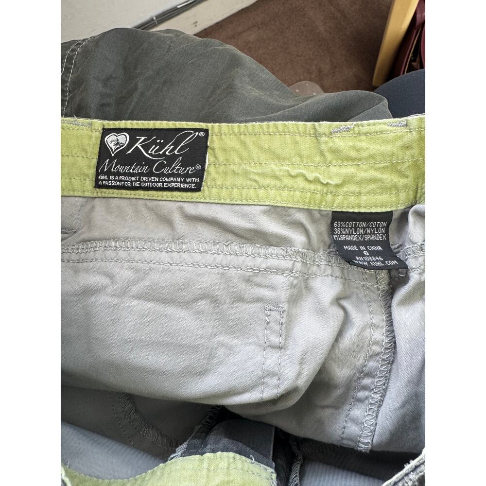 Kuhl Mountain Culture Cropped Pants, Olive Green w/ Floral Trim, Size 6 - Picture 4 of 4